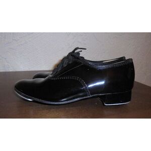 Leo Vintage girls Rhythm Tap Dance Shoe Tie up‎ Black, Size 12